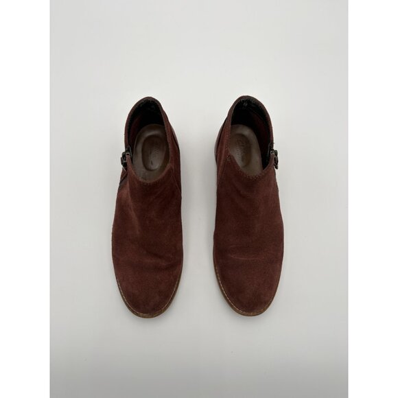 Clarks Artisan Ankle Booties Womens 9 M Burgundy Side Zip Low Heel - Picture 3 of 12